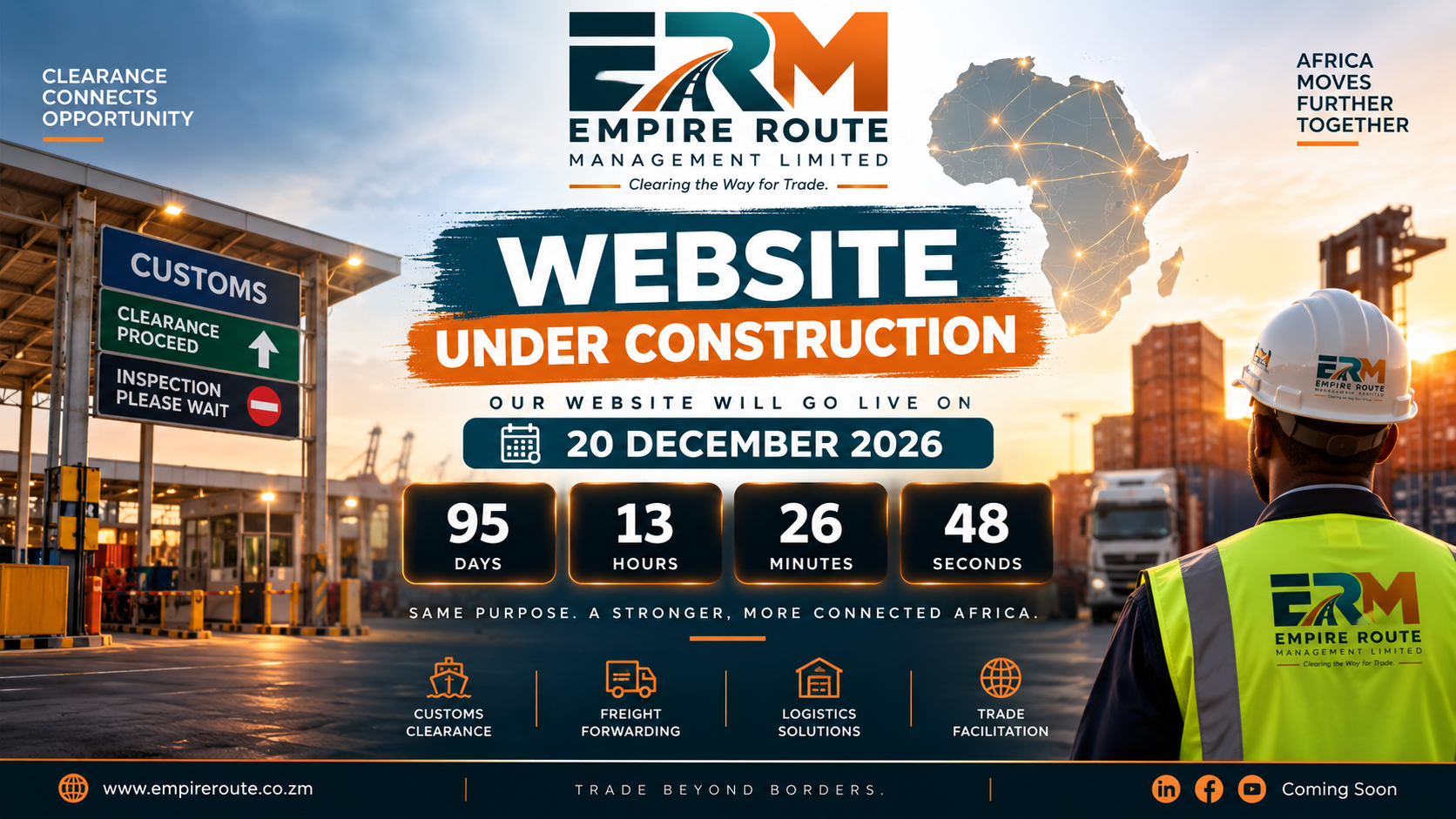 Empire Route Management Limited website under construction. Website goes live on 20 December 2026.